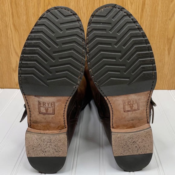 Frye Veronica Slouch Brown Leather Moto Booties Boots Women’s Size 8.5 Narrow - Picture 7 of 10